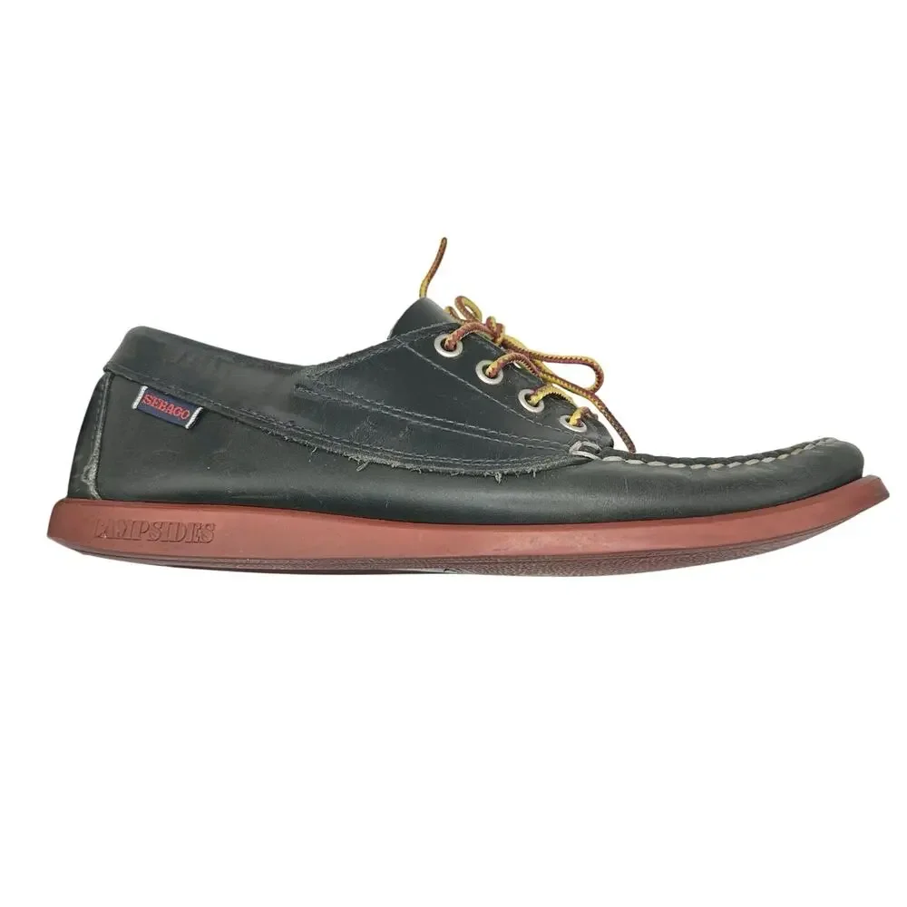 Sebago | Men | Campsides Black Smooth Leather Casual Boat Shoes | Size 8